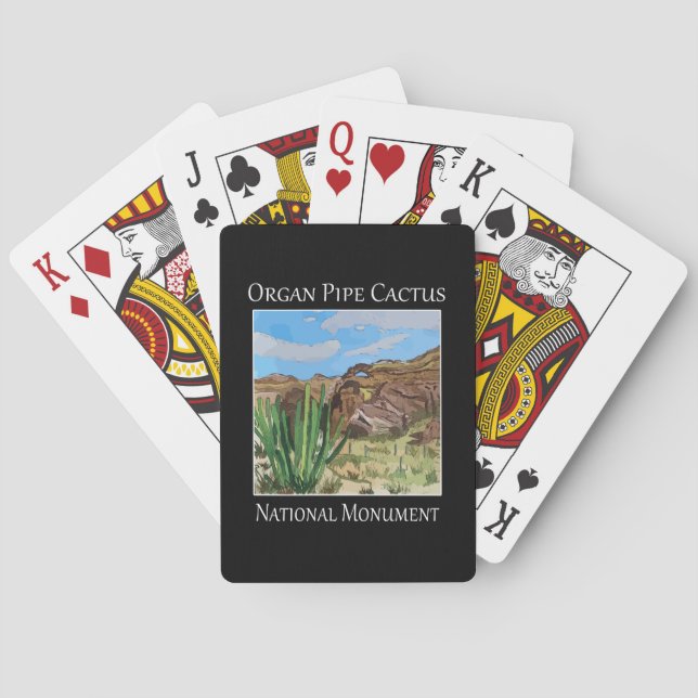 Cactus and mountains as seen in Organ Pipe Cactus  Playing Cards (Back)