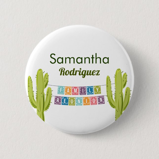 Cactus and Papel Picado Garland Texas 6 Cm Round Badge (Front)
