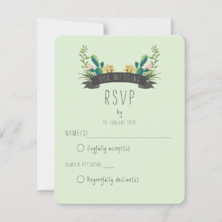 Cactus and Succulent Boho Wedding RSVP Card