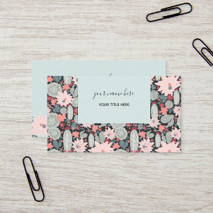 Cactus And Succulent Plants Pink Mint Pattern Business Card