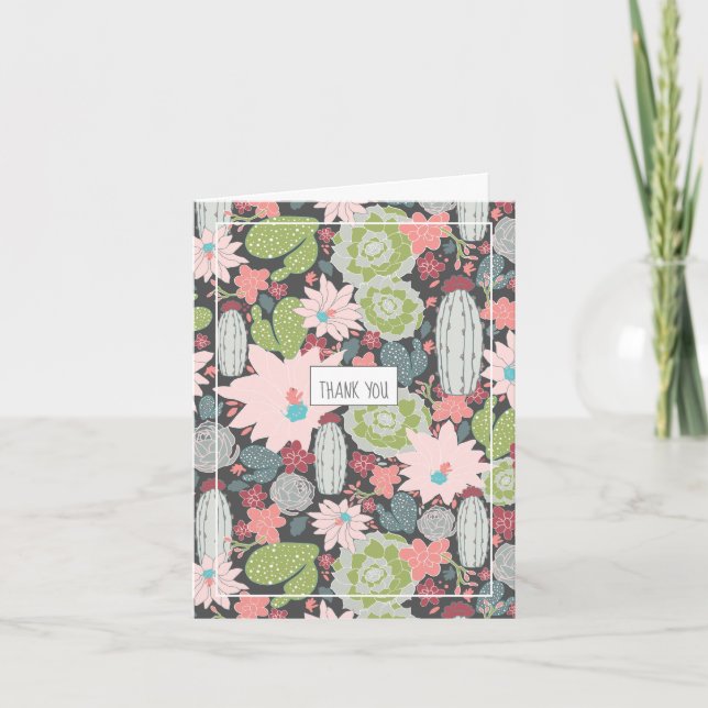 Cactus and Succulent Plants Thank You Card (Front)