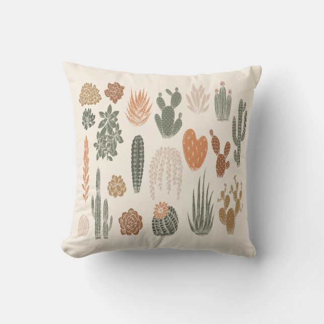 Cactus and succulent seamless pattern cushion (Front)