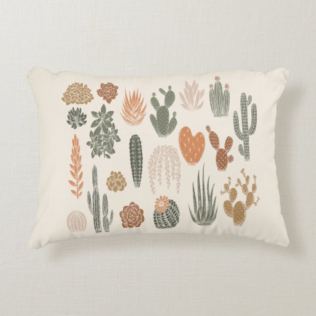 Cactus and succulent seamless pattern decorative cushion (Front)