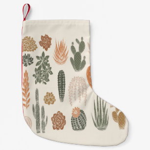 Cactus and succulent seamless pattern small christmas stocking