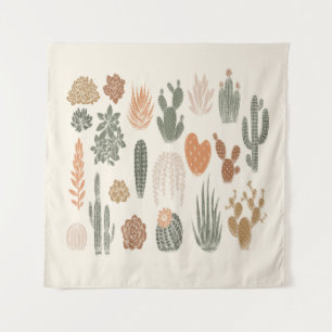 Cactus and succulent seamless pattern tapestry