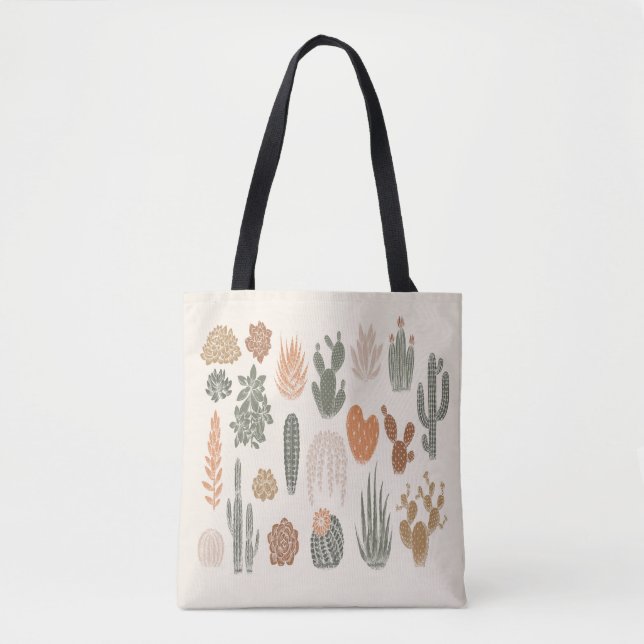 Cactus and succulent seamless pattern tote bag (Front)