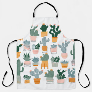 Cactus and succulents in pots on white background. apron