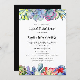 Cactus and succulents Virtual Bridal shower Invitation