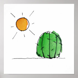 Cactus and Sun Watercolor Print