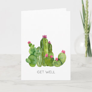 Cactus Art Flowers GET WELL SOON Desert Joy Card
