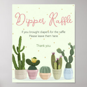 Cactus Baby Shower Diaper Raffle Poster