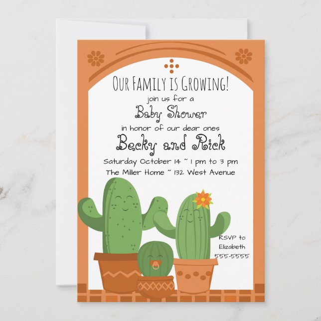 Cactus Baby Shower Invitation (Front)