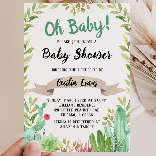 Cactus Baby Shower Invitation (Creator Uploaded)