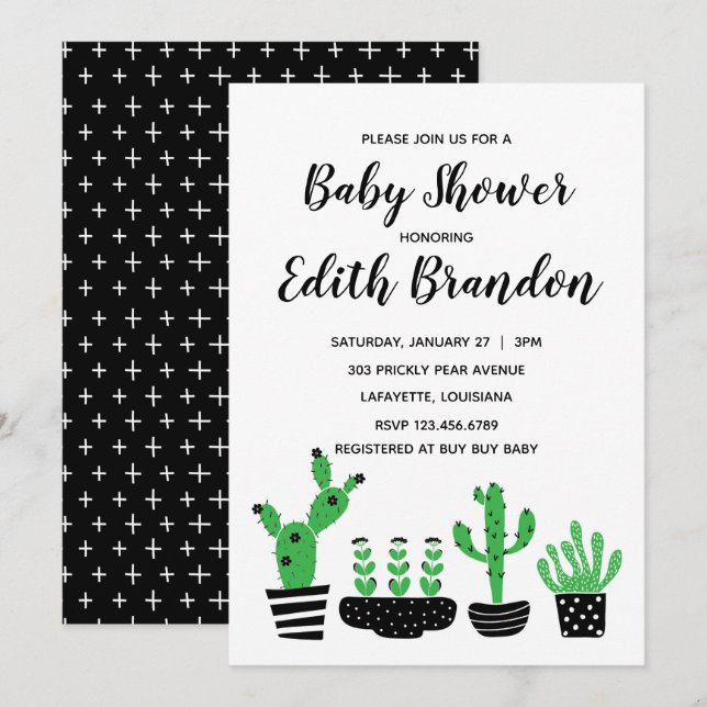 Cactus Baby Shower Invitation (Front/Back)