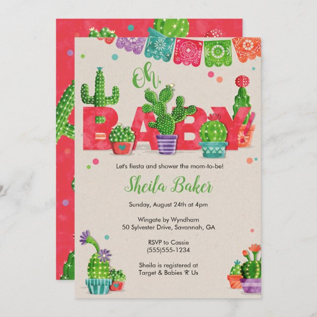 Cactus Baby Shower Invitation | Cactus Theme (Front/Back)