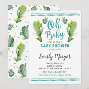 Cactus Baby Shower Invitation Succulent Shower