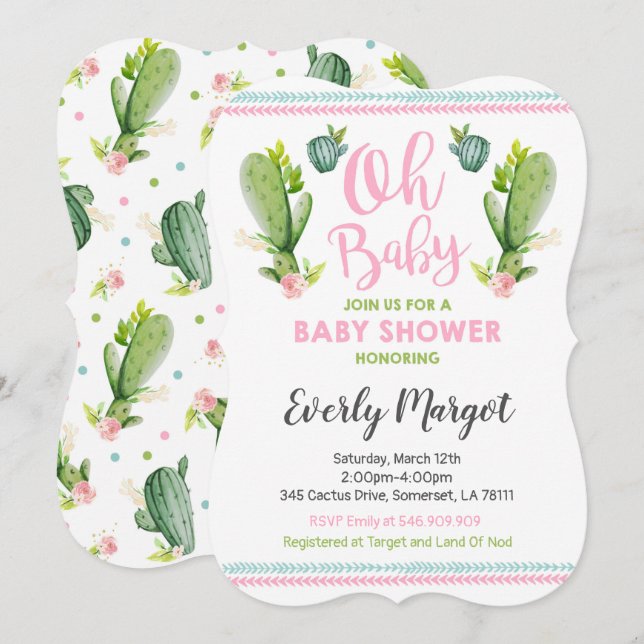 Cactus Baby Shower Invitation Succulent Shower (Front/Back)