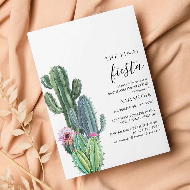 Cactus Bachelorette Weekend Party With Itinerary Invitation (Creator Uploaded)