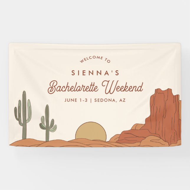 Cactus Bachelorette Welcome Sign, Desert Themed Banner (Horizontal)