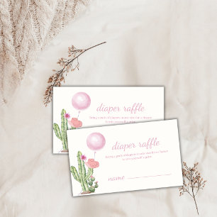Cactus Balloon Cowgirl Diaper Raffle Baby Shower Enclosure Card