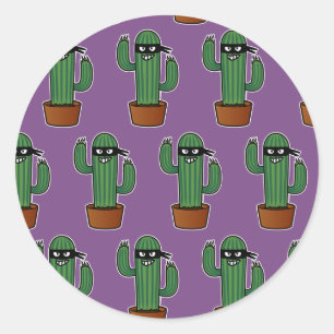 Cactus bandido ninja masked sneaky bandit classic round sticker
