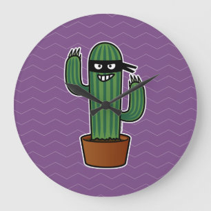 Cactus bandido ninja masked sneaky bandit large clock