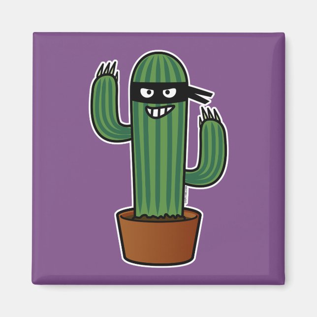 Cactus bandido ninja masked sneaky bandit magnet (Front)