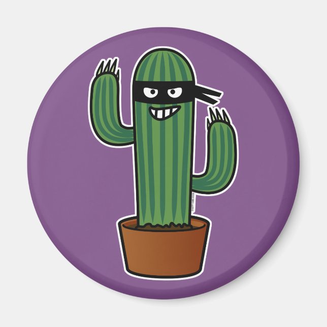 Cactus bandido ninja masked sneaky bandit magnet (Front)
