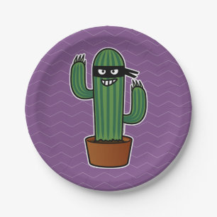 Cactus bandido ninja masked sneaky bandit paper plate