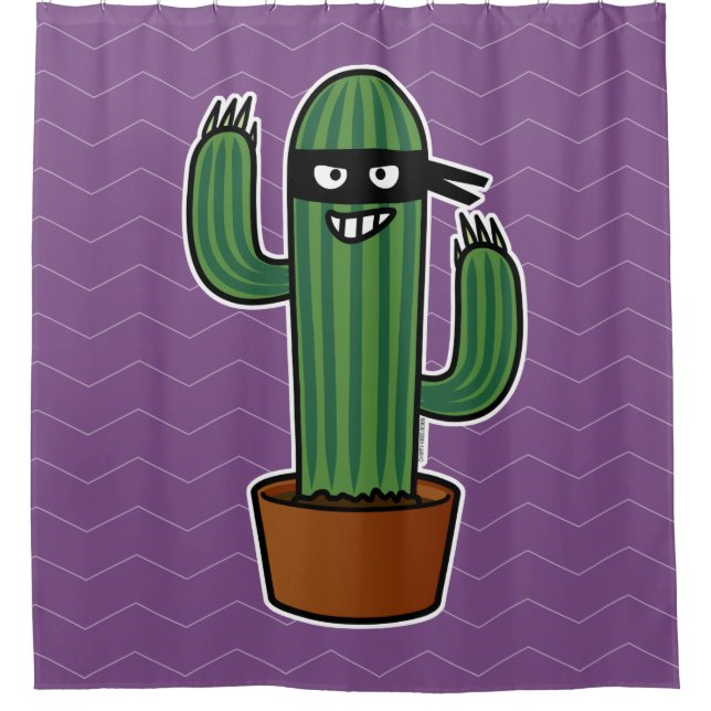Cactus bandido ninja masked sneaky bandit shower curtain (Front)