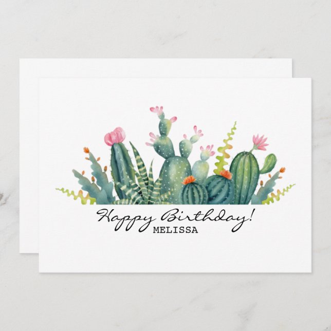 Cactus Birthday Card (Front/Back)