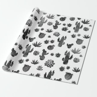 Cactus Black and White Wrapping Paper