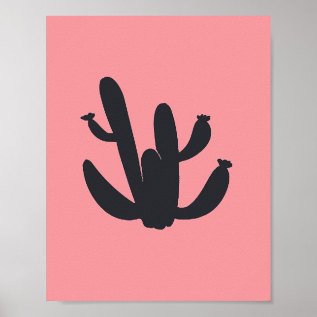 Cactus Black Plant Painting Desert Graphic Art Poster (Front)