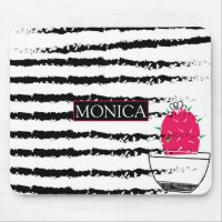 Cactus black white pattern monogram