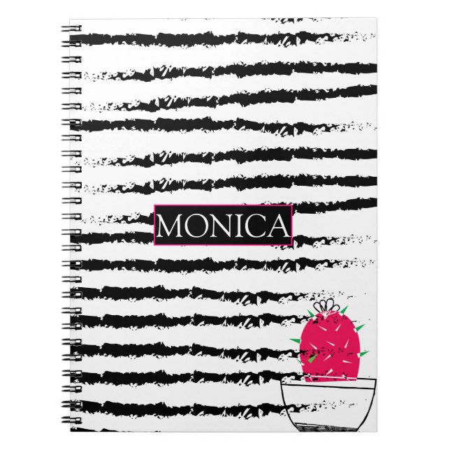 Cactus black white pattern notebook (Front)