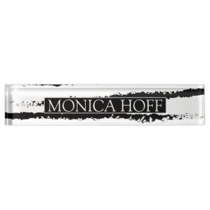 Cactus black white pattern striped nameplate