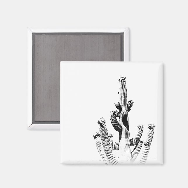 Cactus Black White Photo Art Unique Flower Fun Magnet (Front/Back)