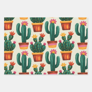 Cactus Bloom Wrapping Paper Sheet