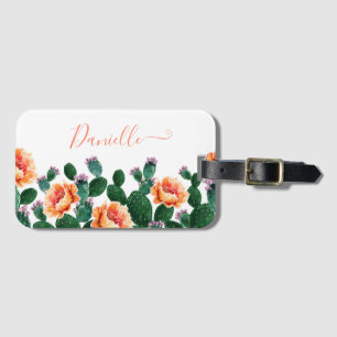 Cactus Blooming with Flowers Luggage Tag