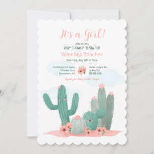 Cactus Blooms Girl Baby Shower Invitation