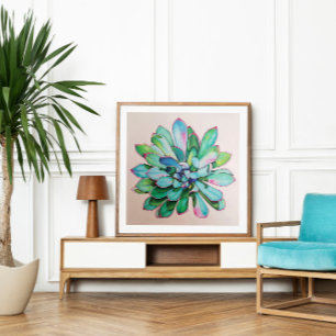 Cactus Blue and Pink Poster