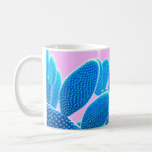 Cactus blue coloured on pink background. Fashion,  Coffee Mug