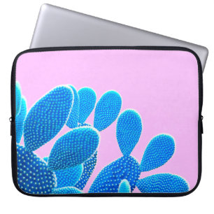 Cactus blue coloured on pink background. Fashion,  Laptop Sleeve