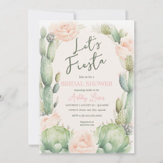 Cactus Blush Boho Desert floral Bridal Shower Invitation