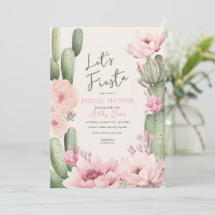 Cactus Blush pink Fiesta Boho Greenery Bridal Invitation