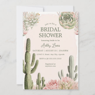 Cactus Boho Greenery flowers Desert  Invitation