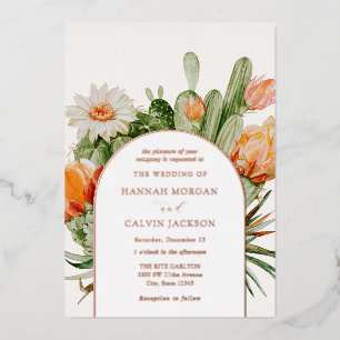 Cactus Boho Wedding Foil Invitation
