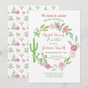 Cactus Bridal Shower Party Fiesta Mexican Invite
