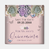 Cactus Butterfly Elegant Quinceanera Save the Date