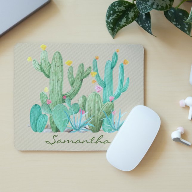 Cactus Cacti Succulent Southwest Desert Watercolor Mouse Mat (Creator Uploaded)